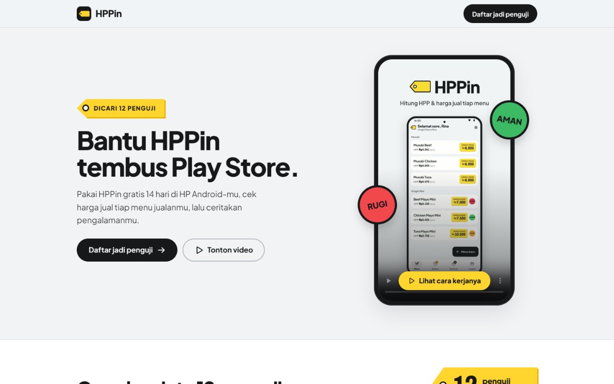 Landing page HPPin