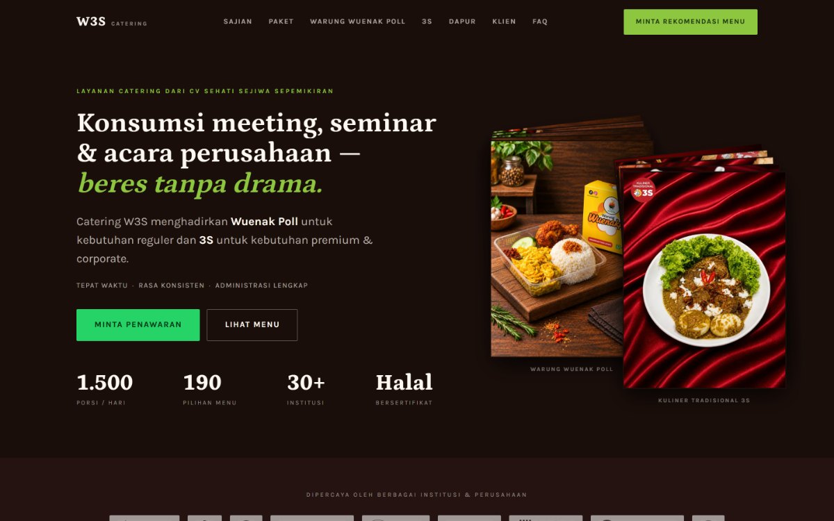 Landing page W3S Catering